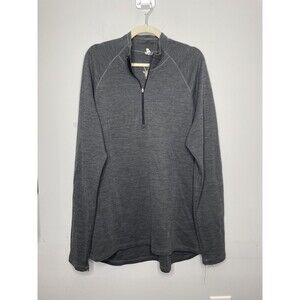 Ibex Sweater Mens 2XL Gray 1/4 Zip Merino Wool Mock Neck Hiking Outdoor FLAWED